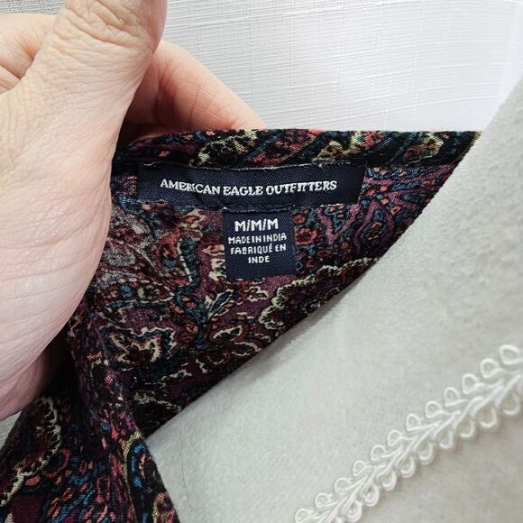 American Eagle Outfitters Purple Paisley Cut Out Mini Dress Size Medium - Picture 6 of 10